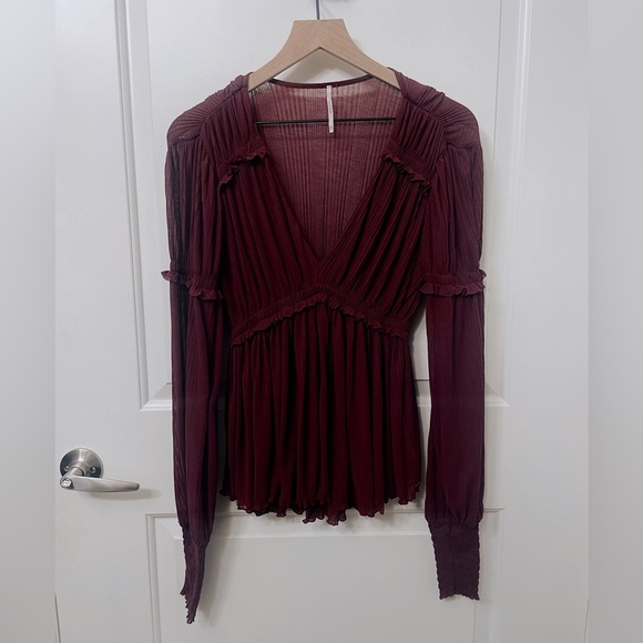 Free People Maroon Blouse - Picture 1 of 1